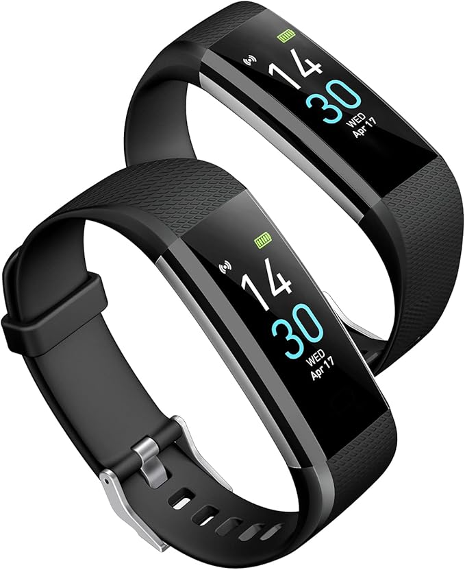 Atan Fitness Tracker with Heart Rate & Blood Oxygen Monitor – Smart Watch for Android & iOS, IP68 Waterproof, Sleep & Stress Tracking, Multi-Sport Mode, Step Counter, 7-Day Battery Life (Black)