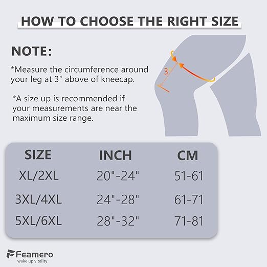 Plus Size Knee Brace for Women and Men, Innovative Cross-Pressure Adjustable Knee Support with Side Stabilizers for Meniscus Tears, Arthritis and Joint Pain Relief (5XL/6XL)