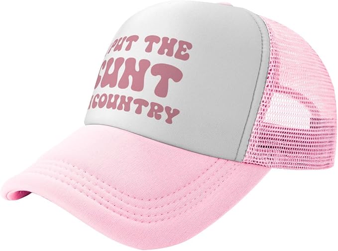 Put It On My Husband's Tab Drinking Trucker Hat - Funny Pink Trucker Hat for Women and Men