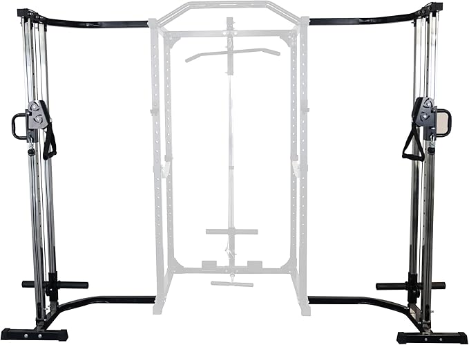 Multi-Function Adjustable Power Cage with J-Hooks, Safety Straps and Optional LAT Pulldown Attachment and Cable Crossover, Multiple Styles