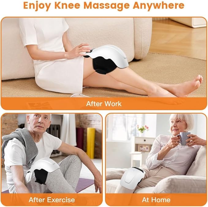 PRURYE Knee Massager, Cordless Knee Massager, Red Light Knee Therapy Device with Heat, 2025 Upgraded Pain Reliefer, 9 Levels of Heat and Vibration Models for Arthritis, Gift for Elders and Family
