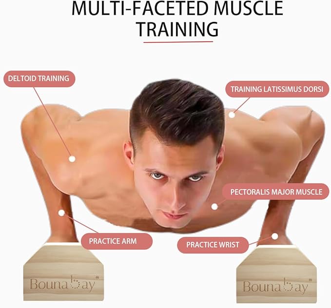 Push-up Stand, 2 PCS Wood Pushup Bars Non-Slip