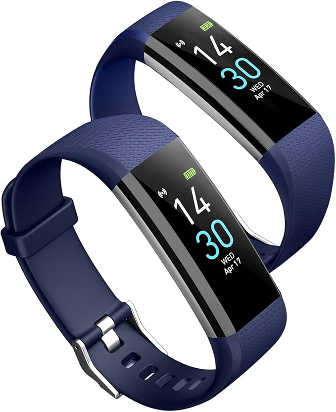 Atan Fitness Tracker with Heart Rate & Blood Oxygen Monitor – Smart Watch for Android & iOS, IP68 Waterproof, Sleep & Stress Tracking, Multi-Sport Mode, Step Counter, 7-Day Battery Life (Blue)
