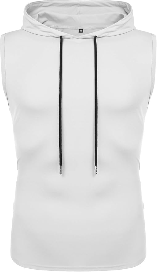 Babioboa Men's Workout Hooded Tank Tops Sleeveless Gym Hoodies Bodybuilding Muscle Shirts