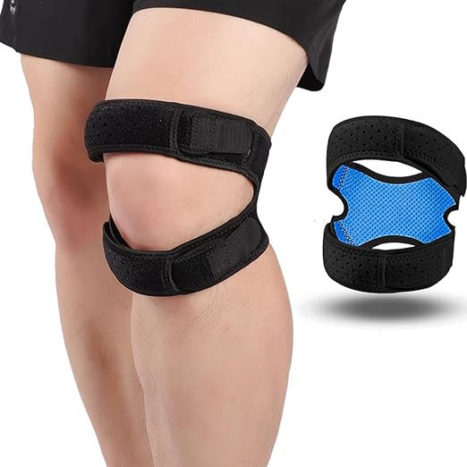 Patella Knee Support Brace with Dual Strap, 2 Pack Adjustable Neoprene Knee Strap for Pain Relief, Arthritis, Tendonitis, Running, Basketball, Tennis, Gym, Men & Women
