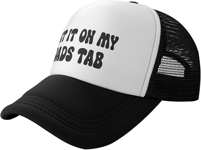 Put It On My Husband's Tab Drinking Trucker Hat - Funny Pink Trucker Hat for Women and Men