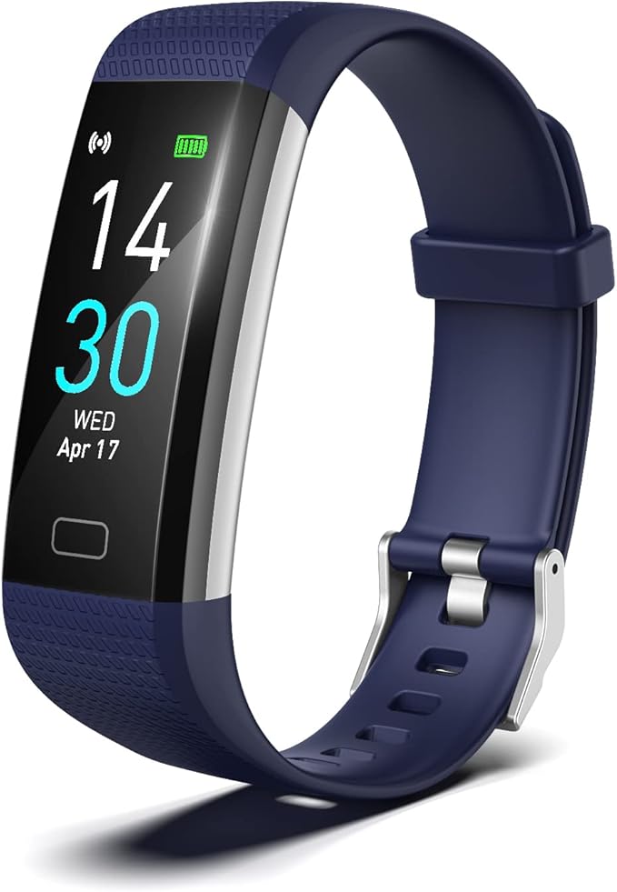Atan Fitness Tracker with Heart Rate & Blood Oxygen Monitor – Smart Watch for Android & iOS, IP68 Waterproof, Sleep & Stress Tracking, Multi-Sport Mode, Step Counter, 7-Day Battery Life (Blue)