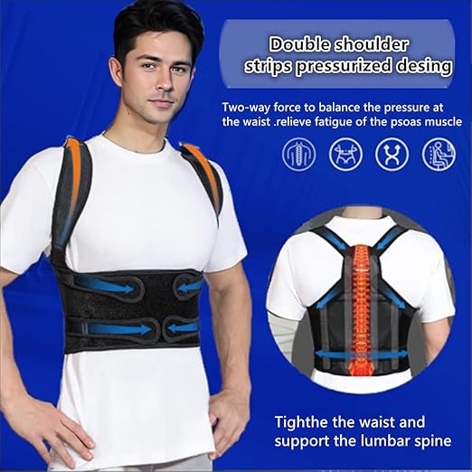 Back Brace for Women and Men,Shoulder Straightener,Back straightener,Adjustable Posture Corrector Suitable for Upper and Lower Back Pain Relief-Scoliosis,Hunchback,Spine Corrector(Black,L)