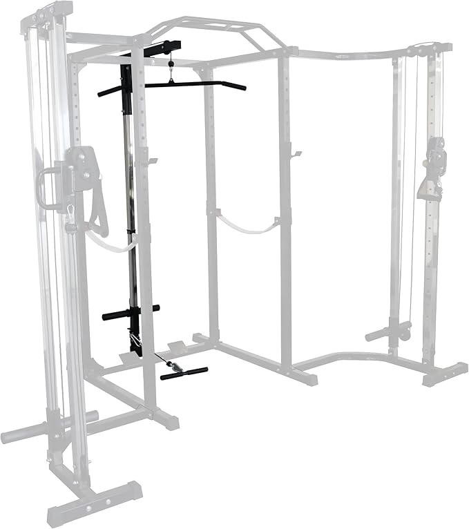 Multi-Function Adjustable Power Cage with J-Hooks, Safety Straps and Optional LAT Pulldown Attachment and Cable Crossover, Multiple Styles