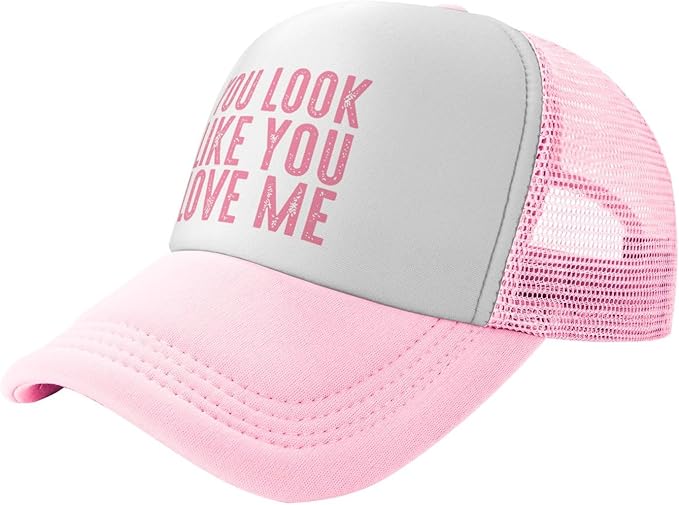 Put It On My Husband's Tab Drinking Trucker Hat - Funny Pink Trucker Hat for Women and Men