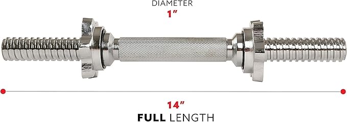 Sunny Health & Fitness 14" Threaded Chrome Dumbbell Bar Pair - STDBH-14