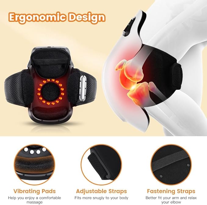 PRURYE Knee Massager, Cordless Knee Massager, Red Light Knee Therapy Device with Heat, 2025 Upgraded Pain Reliefer, 9 Levels of Heat and Vibration Models for Arthritis, Gift for Elders and Family