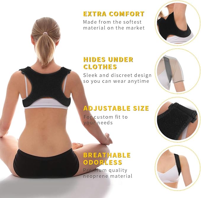 Posture Corrector for Men Women&Children Upper Back Brace Adjustable and Effective Clavicle Support Device for Thoracic Kyphosis and Shoulder Pain Relief