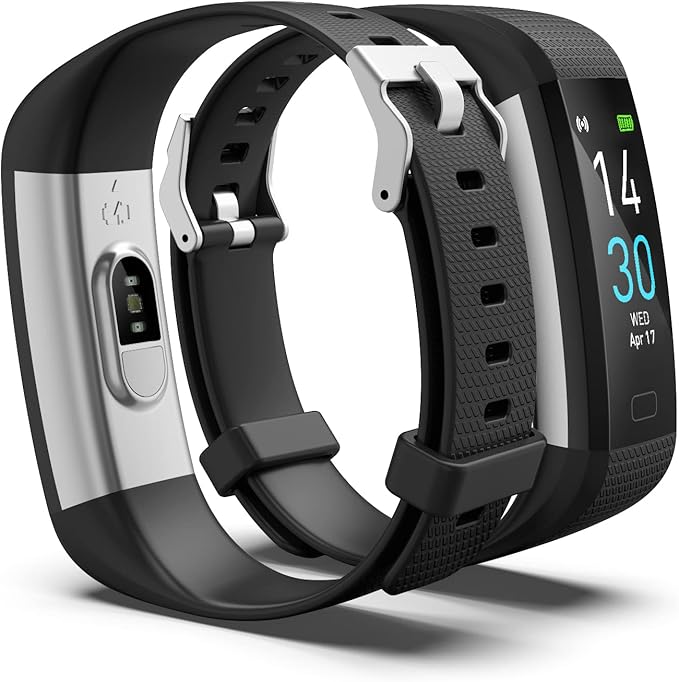 Atan Fitness Tracker with Heart Rate & Blood Oxygen Monitor – Smart Watch for Android & iOS, IP68 Waterproof, Sleep & Stress Tracking, Multi-Sport Mode, Step Counter, 7-Day Battery Life (Black)