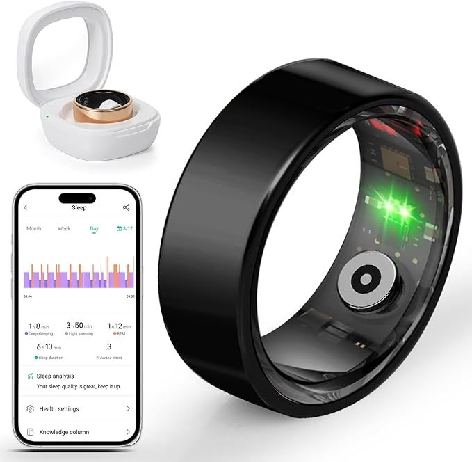 BANGALORE Smart Fitness Ring for Men & Women – Activity & Wellness Tracker with Heart Rate, Sleep, and Blood Oxygen Monitoring, Motion Tracking, Waterproof Build, and No Subscription Required (9#)