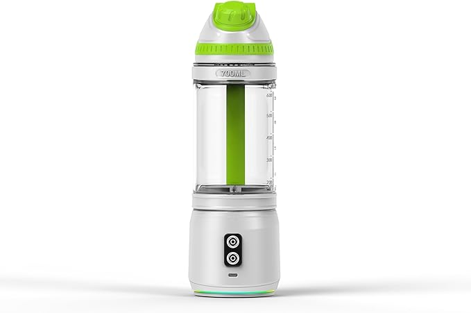 Portable Blender for Smoothies and Shakes, Anti-Jamming, 24oz USB-C Rechargeable, BPA-Free, Electric Protein Shaker Bottle with Travel Lid for Kitchen, Gym & Office. (White Base Green Lid)