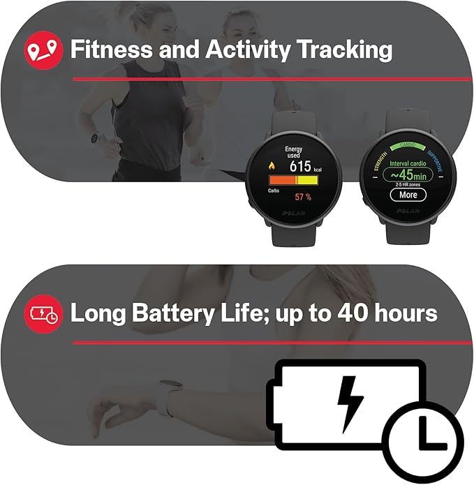 POLAR Ignite 2 Series Water Resistant Smartwatch with GPS, Heart Rate Monitoring, Sleep Analysis and Personalized Fitness Tracking, S-L, for Men or Women, Black