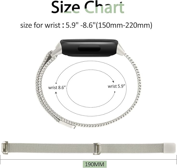 Amzpas band for Fitbit Inspire 3 Bands Women Men, Stainless Steel Mesh Loop Adjustable Magnetic Wristband Replacement Straps Compatible with Fitbit Inspire 3 Fitness Tracker