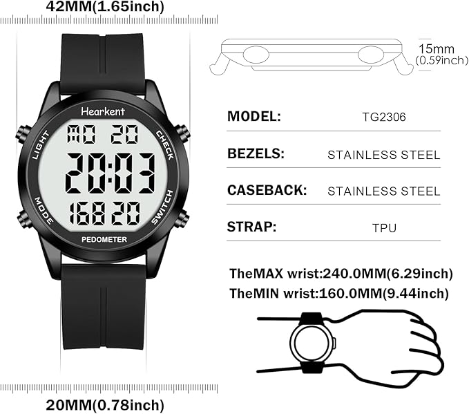 Pedometer Watch for Walking for Senior No App Required with Steps Calories Counter and LCD Large Numbers