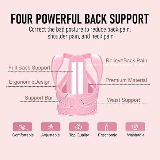 Premium Adjustable Back Brace Posture Corrector for Women and Men - Effective Straightener for Scoliosis, Hunchback Correction, Lower Back Pain Relief, Spine Alignment, and Posture Training(Medium)