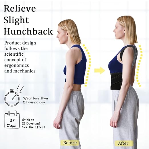 Posture Corrector for Women and Men, Back Brace Adjustable Back Straightener Support for Upper Back, Scoliosis and Hunchback Correction, Improves Posture and Pain Relief L(33"-37")