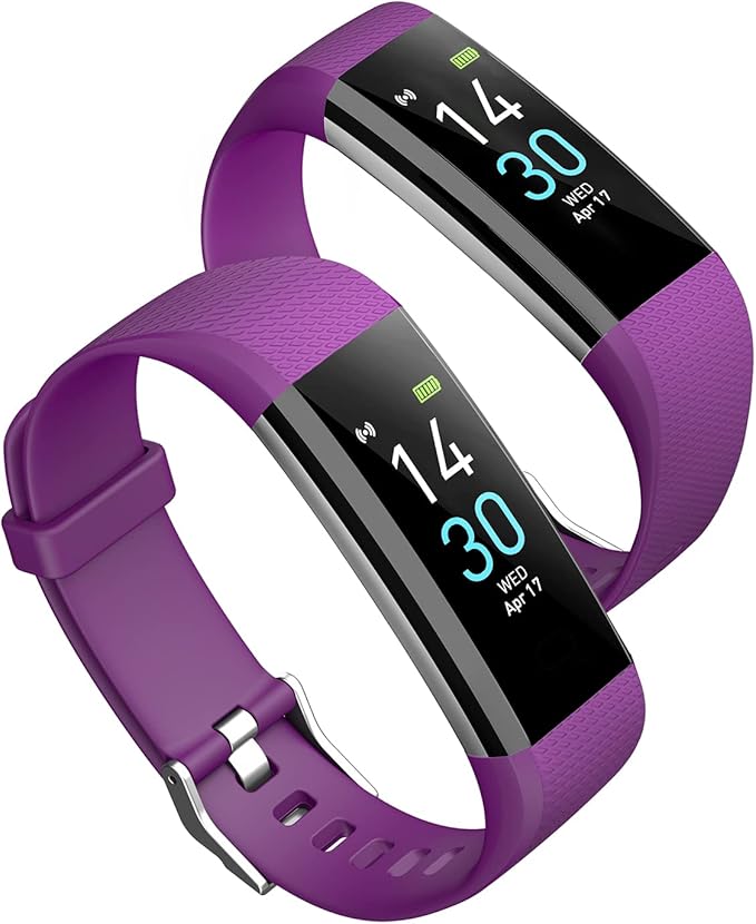 Atan Fitness Tracker with Heart Rate & Blood Oxygen Monitor – Smart Watch for Android & iOS, IP68 Waterproof, Sleep & Stress Tracking, Multi-Sport Mode, Step Counter, 7-Day Battery Life (Purple)