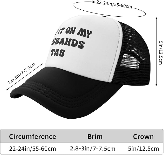 Put It On My Husband's Tab Drinking Trucker Hat - Funny Pink Trucker Hat for Women and Men