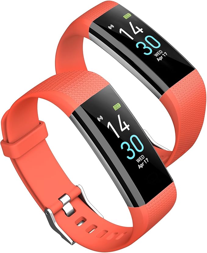Atan Fitness Tracker with Heart Rate & Blood Oxygen Monitor – Smart Watch for Android & iOS, IP68 Waterproof, Sleep & Stress Tracking, Multi-Sport Mode, Step Counter, 7-Day Battery Life (Orange)