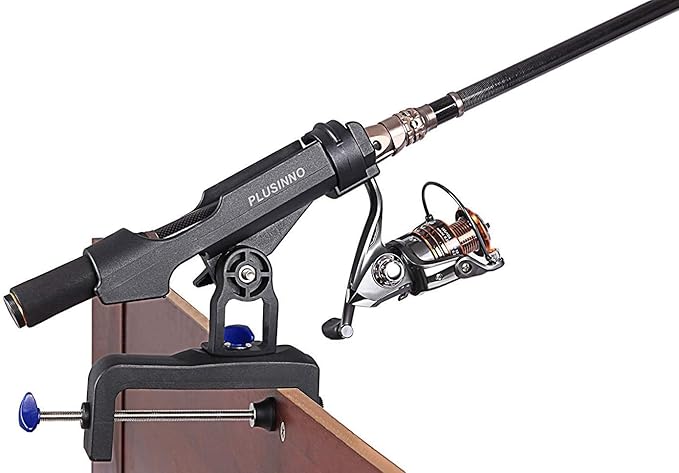 PLUSINNO Fishing Boat Rods Holder Large Clamp Opening 360 Degree Adjustable Fishing Rod Racks Folding Holder
