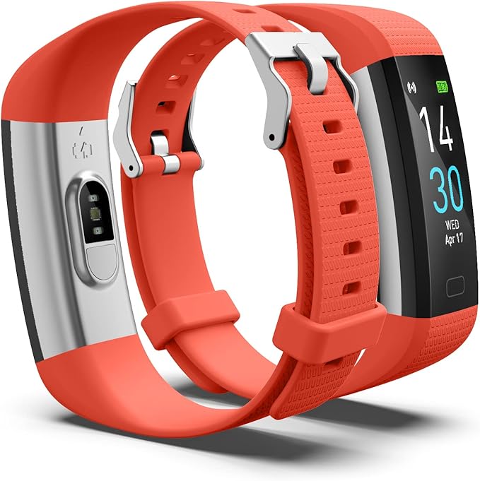 Atan Fitness Tracker with Heart Rate & Blood Oxygen Monitor – Smart Watch for Android & iOS, IP68 Waterproof, Sleep & Stress Tracking, Multi-Sport Mode, Step Counter, 7-Day Battery Life (Orange)