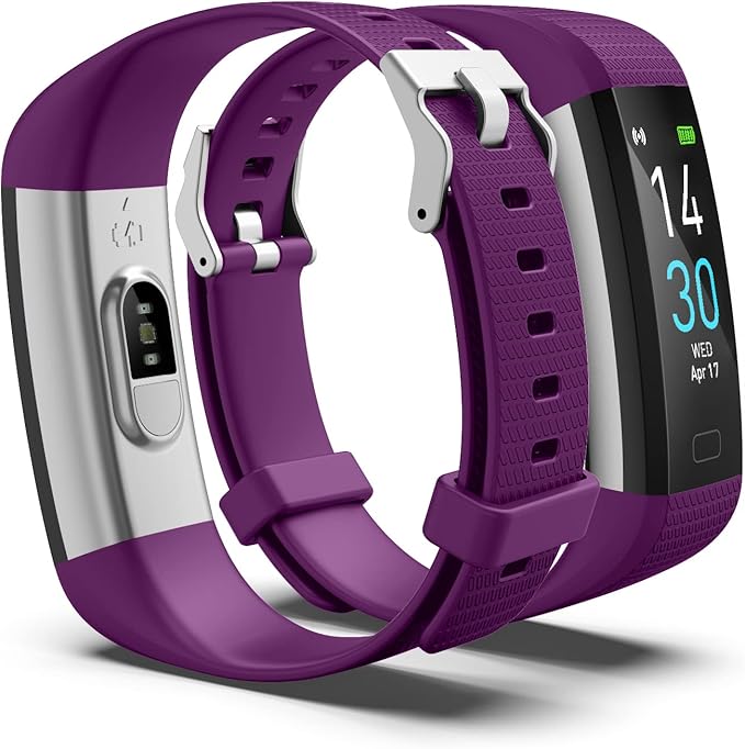 Atan Fitness Tracker with Heart Rate & Blood Oxygen Monitor – Smart Watch for Android & iOS, IP68 Waterproof, Sleep & Stress Tracking, Multi-Sport Mode, Step Counter, 7-Day Battery Life (Purple)