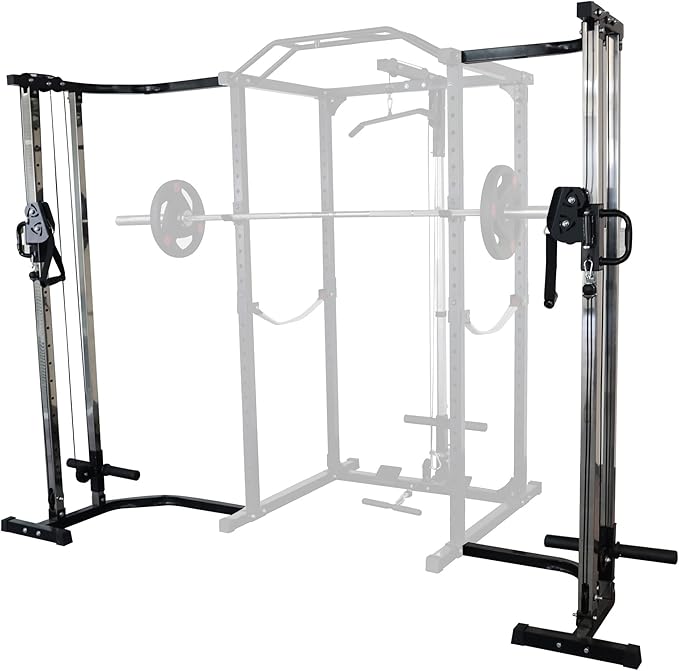 Multi-Function Adjustable Power Cage with J-Hooks, Safety Straps and Optional LAT Pulldown Attachment and Cable Crossover, Multiple Styles