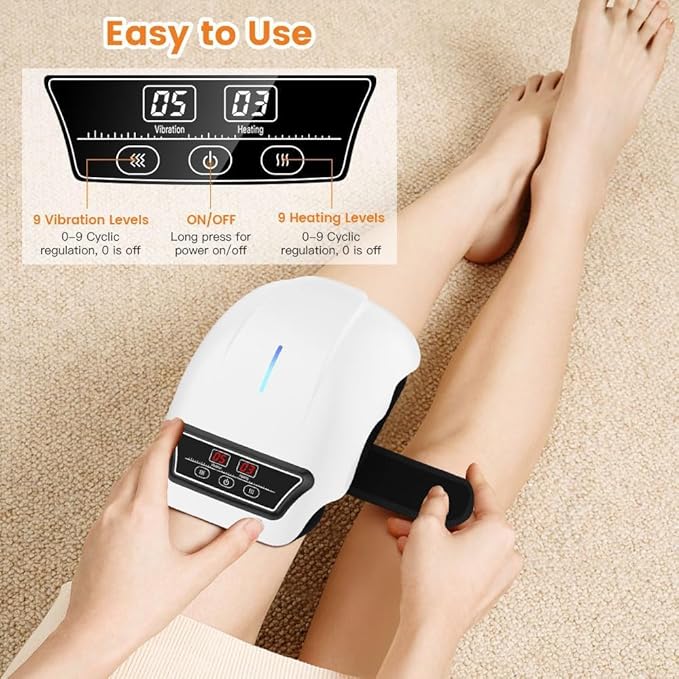 PRURYE Knee Massager, Cordless Knee Massager, Red Light Knee Therapy Device with Heat, 2025 Upgraded Pain Reliefer, 9 Levels of Heat and Vibration Models for Arthritis, Gift for Elders and Family