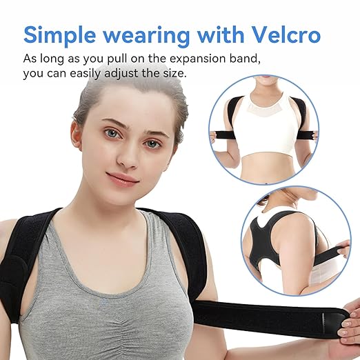 Posture Corrector for Women and Men - Adjustable Posture Corrector Women & Back Support Brace, Upper Spine Support - Neck, Shoulder, Clavicle and Back Pain Relief - Breathable