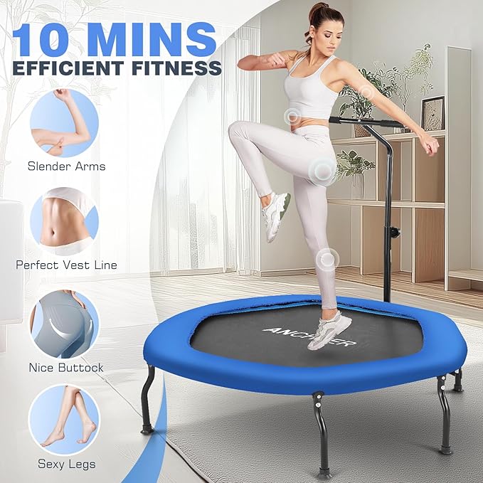 ANCHEER 50" Rebounder Trampoline for Adults- 2025 Foldable 450lbs/550lbs, for