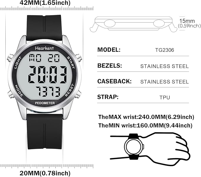 Pedometer Watch for Walking for Senior No App Required with Steps Calories Counter and LCD Large Numbers