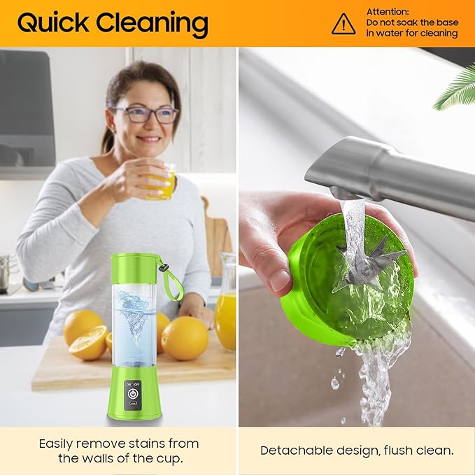 Personal Blender for Shakes and Smoothies - 2025 Upgraded 14 Oz Portable Blender with 6 Blades, Cordless & Type-C USB Rechargeable, BAP Free Juice Cup Freshly Squeezed for Picnic/Sprots