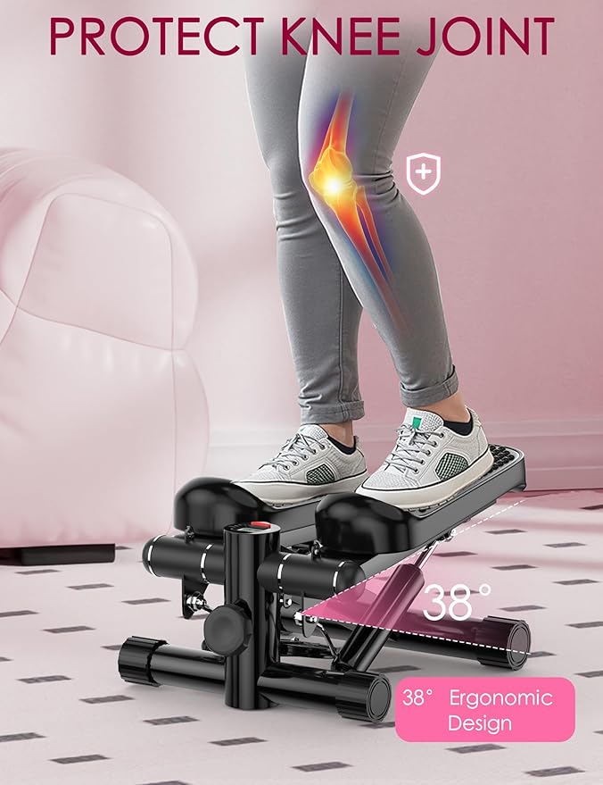 Steppers for Exercise at Home, KitGody Mini Stepper with Resistance Bands, Portable Stair Stepper for Home 330LBS Capacity, Adjustable Height Fitness Stepper Machine