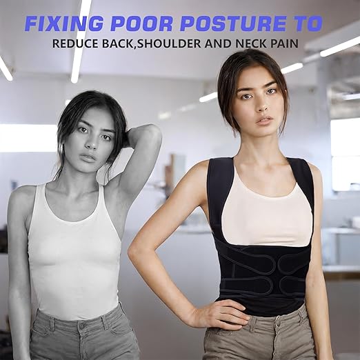 Back Brace Posture Corrector for Women and Men, Full Back Support Straps Straightener, Hunchback Improve Posture-Shoulder, Lumbar and Upper Lower Back Pain Relief (Black, M)