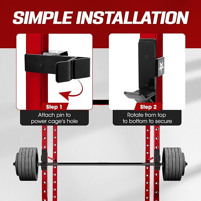 Yes4All Power Rack J-Hooks & Attachments – Heavy Duty Barbell Holders Compatible with 2x2 & 3x3 Power Racks for Home Gym