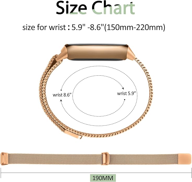 Amzpas Metal Band Compatible with Fitbit Luxe Bands for Women Men, Stainless Steel Mesh Loop Wristband Replacement Strap for Fitbit Luxe/Luxe Special Edition Fitness Tracker