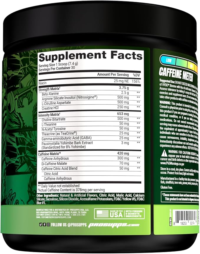 PROSUPPS Mr. Hyde Xtreme Pre Workout Powder with Creatine, Beta Alanine & Caffeine - Extreme Energy, Pumps, Focus & Performance - Fitness & Gym Supplements for Men & Women (Green Apple, 30 Servings)