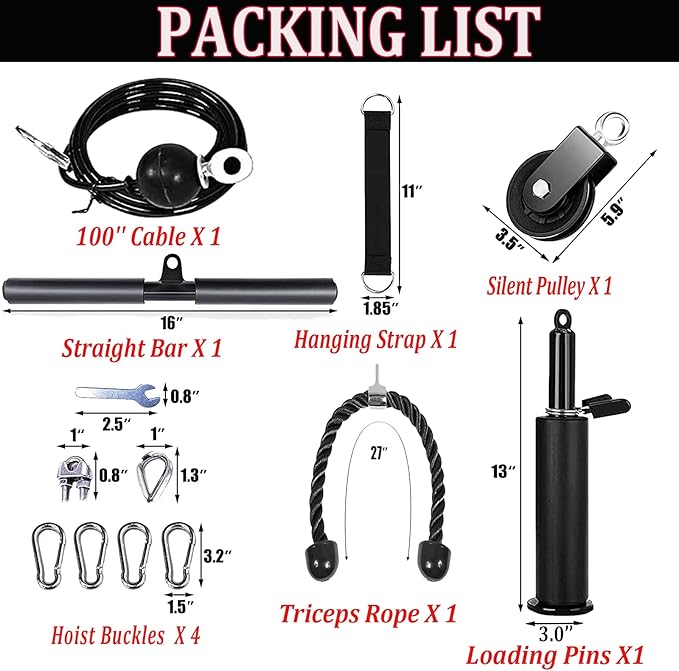 Taeku LAT Pulley System for Home Gym β Strength Training Fitness Equipment Cable Machine for Triceps, Biceps, Back & Shoulder Workouts