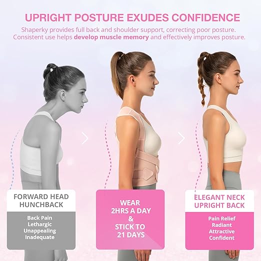 Posture Corrector for Women for Support: Back Brace for Full Back Support - Adjustable Shoulder Straightener for Women and Men (Small)