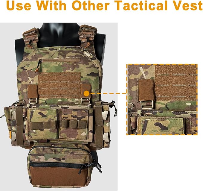 Airsoft Molle Chest Rig with YKK Zipper Mag Pouches Modular Micro Tactical 500D Nylon Vest for Hunting Training Cosplay