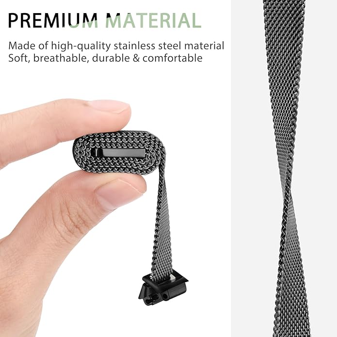 Amzpas band for Fitbit Inspire 3 Bands Women Men, Stainless Steel Mesh Loop Adjustable Magnetic Wristband Replacement Straps Compatible with Fitbit Inspire 3 Fitness Tracker
