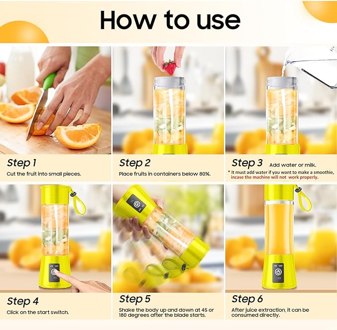 Personal Blender for Shakes and Smoothies - 2025 Upgraded 14 Oz Portable Blender with 6 Blades, Cordless & Type-C USB Rechargeable, BAP Free Juice Cup Freshly Squeezed for Picnic/Sprots