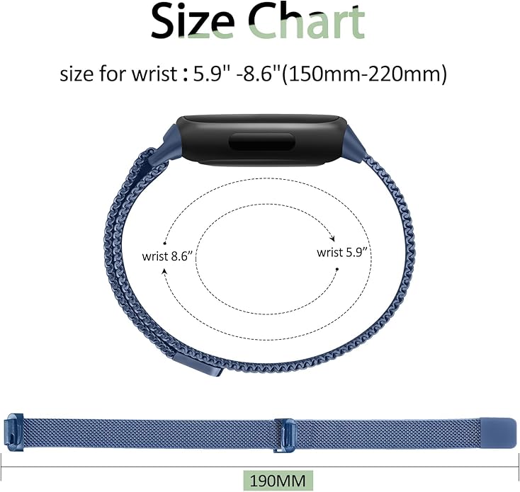 Amzpas band for Fitbit Inspire 3 Bands Women Men, Stainless Steel Mesh Loop Adjustable Magnetic Wristband Replacement Straps Compatible with Fitbit Inspire 3 Fitness Tracker