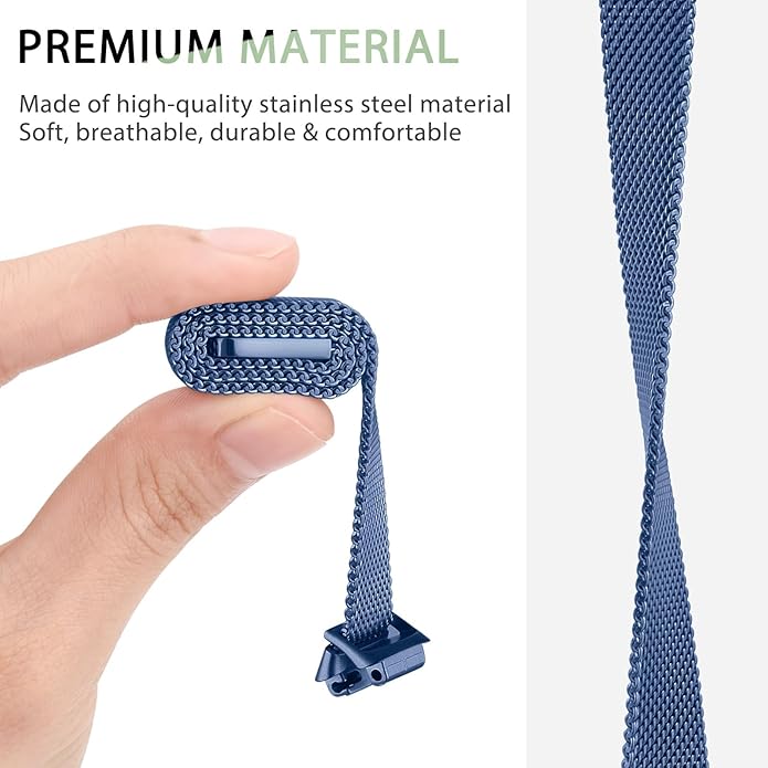 Amzpas band for Fitbit Inspire 3 Bands Women Men, Stainless Steel Mesh Loop Adjustable Magnetic Wristband Replacement Straps Compatible with Fitbit Inspire 3 Fitness Tracker