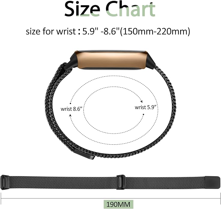 Amzpas Metal Band Compatible with Fitbit Luxe Bands for Women Men, Stainless Steel Mesh Loop Wristband Replacement Strap for Fitbit Luxe/Luxe Special Edition Fitness Tracker